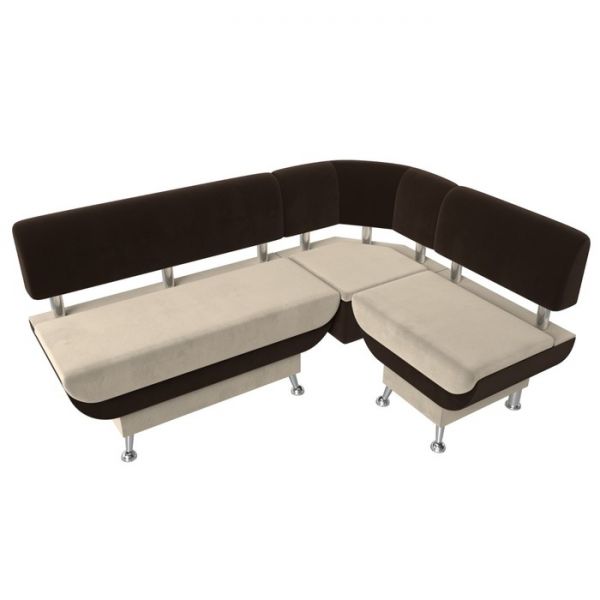 Кухонный угловой диван «Альфа», микровельвет, цвет бежевый / коричневый