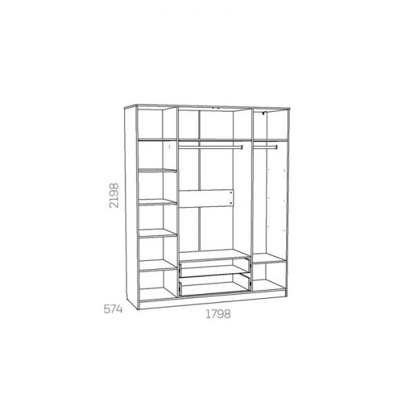 Шкаф 4х ств Оливия НМ 011.84 Х, 1798х574х2198, Белое дерево/Дуб Сонома