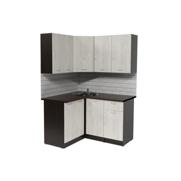 Кухонный угловой гарнитур Лоретта прайм 1400х1200 Венге/дуглас темный/Дуб грей
