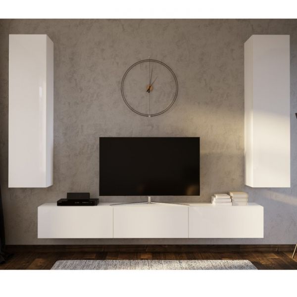 Гостиная подвесная Флорис 2, Белый глянец/Белый