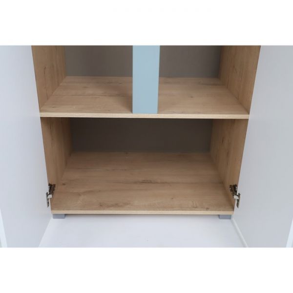 Шкаф 2-х створчатый Кристабель-2 800х550х2230 дуб ирландский/белый матовый/серо-голубой