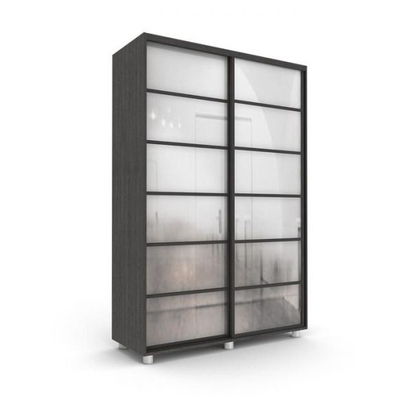 Шкаф-купе Стильный зеркало Венге тёмный/Белый 1600х600х2300