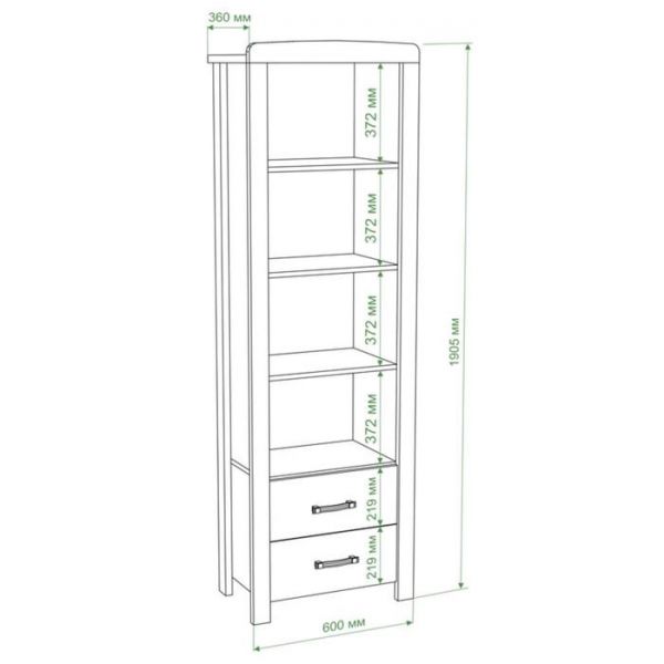 Витрина с глухим фасадом, 600 ? 360 ? 1910 мм, цвет карамель / белый