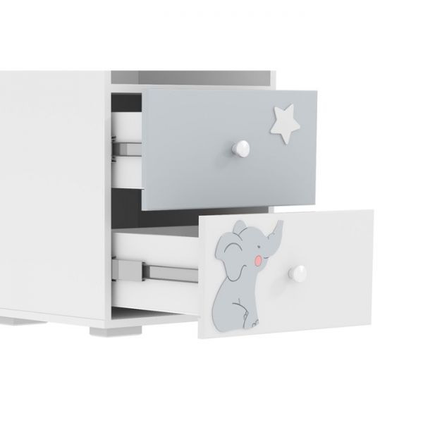 Стеллаж Лилу, Слоники, 452x456x1800, Белый/Серая эмаль