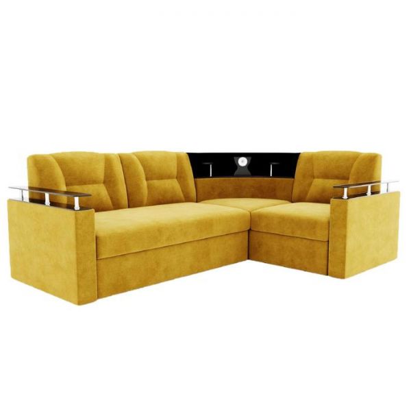 Угловой диван «София», угол правый, дельфин, подсветка, велюр, ЛДСП венге, цвет селфи 01