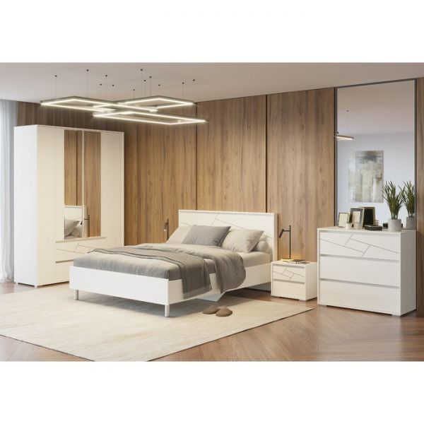 Шкаф 3-х дверный с ящиками АДЕЛИНА 1200х555х2220 Рамух белый