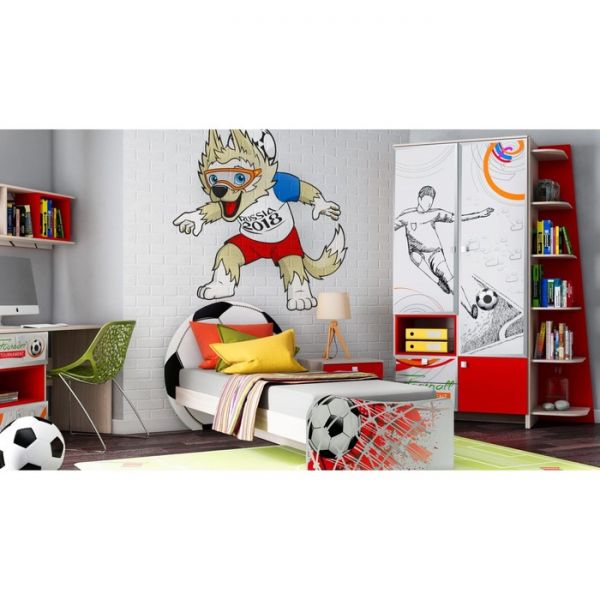 Комод для детской Футбол 1035х700х420 Серый/Красный/Ясень Шимо Светлый/ Красный