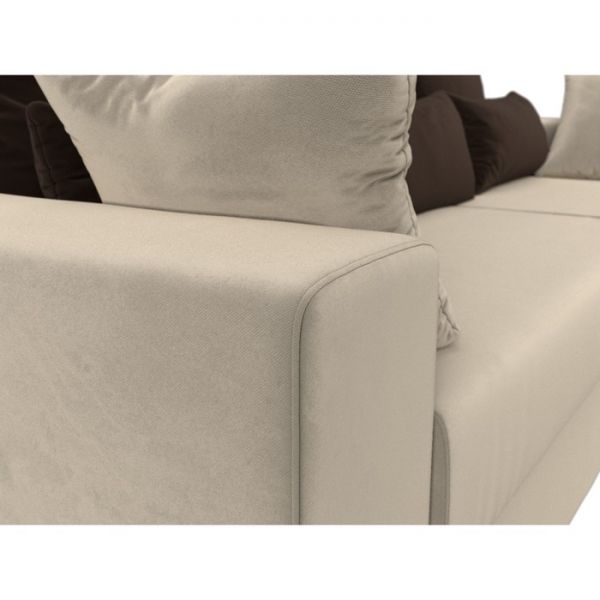 Угловой диван «Мэдисон», механизм еврокнижка, микровельвет, цвет коричневый