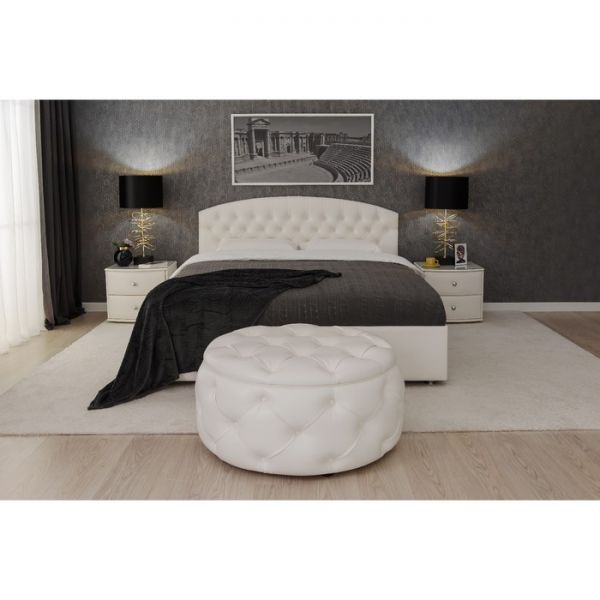 Пуф «Рондель большой», 900 ? 900 ? 450 мм, глухой, экокожа, цвет взбитые сливки