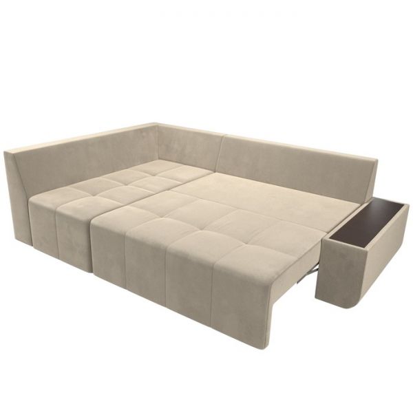 Угловой диван «Амадэус», правый угол, микровельвет, цвет бежевый