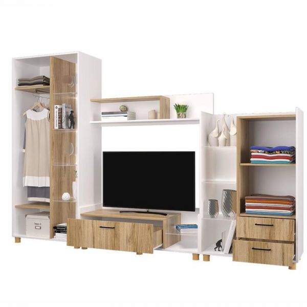 Гостиная Талин, 2800х446х1892, Дуб золотой/Белый