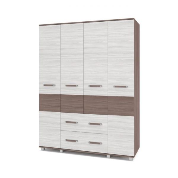 Шкаф Виора В43 520х1600х2100 четырёхстворчатыйс ящиками  Шимо темный/светлый