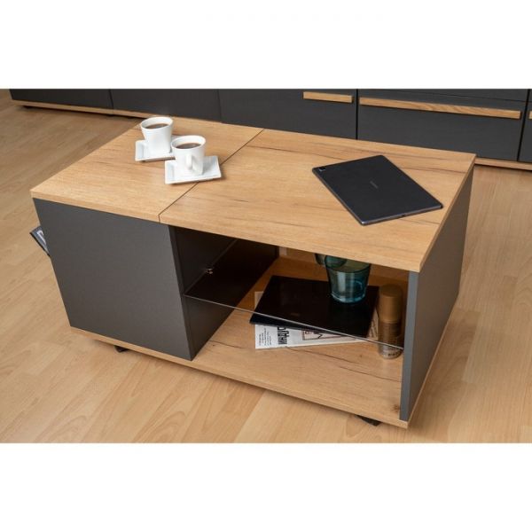 Стол журнальный Crown 16, 790 ? 440 ? 2113 мм, цвет дуб золотистый / графит