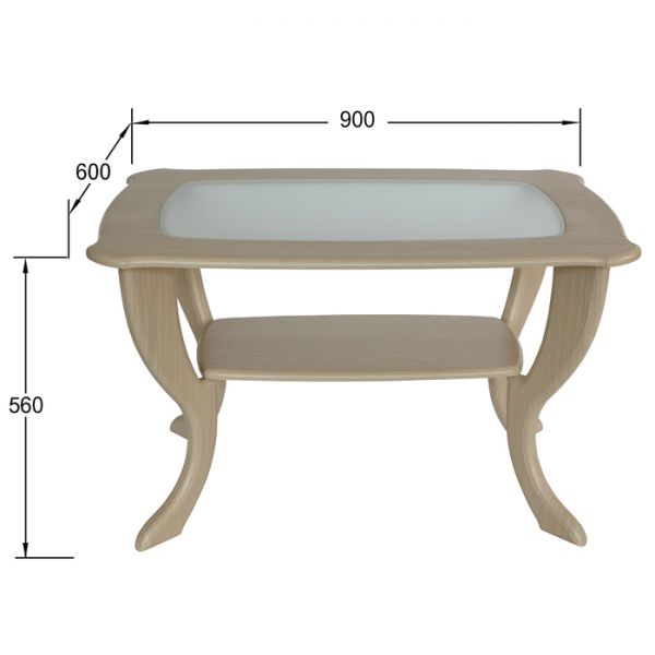 Стол журнальный «Маэстро», со стеклом сжс-01, 900 ? 600 ? 560 мм, цвет дуб белёный