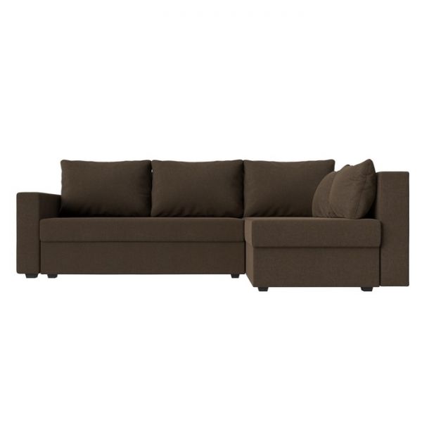 Угловой диван «Мансберг», механизм еврокнижка, угол левый, рогожка, цвет коричневый
