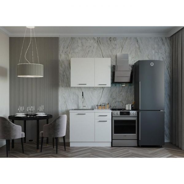 Кухня  Жемчуг 1032х600 Белый/Мрамор Марквина белый/ Жемчуг