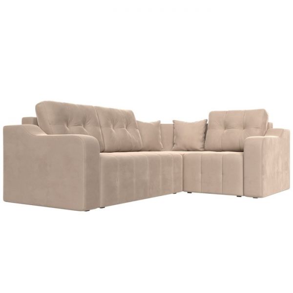 Угловой диван «Кембридж», механизм еврокнижка, велюр, цвет бежевый