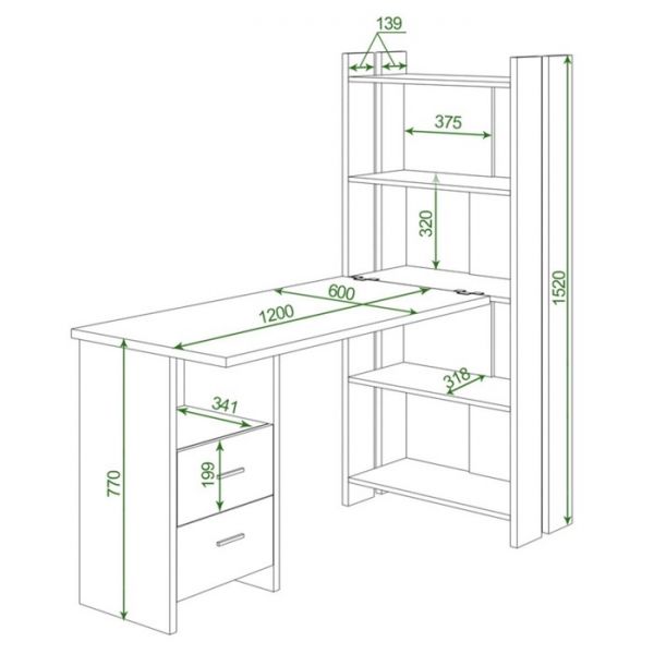 Компьютерный стол, 700 ? 1522 ? 1520 мм, цвет нельсон/белый