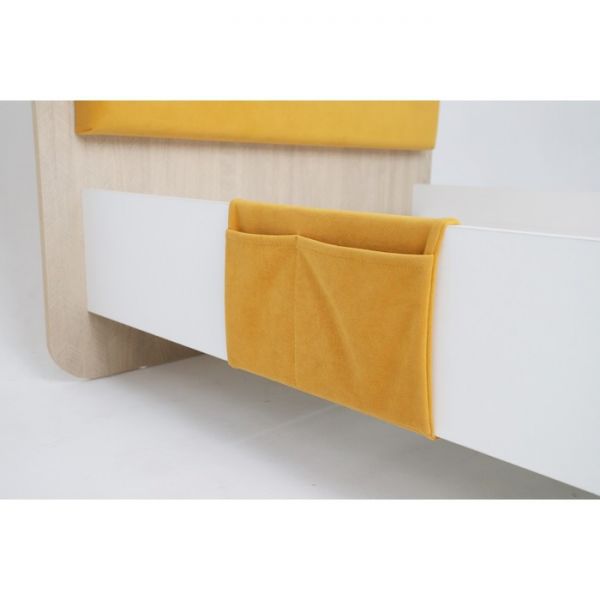 Кровать Манго-3 с мягким изголовьем 900х1900 белый/охра/палермо