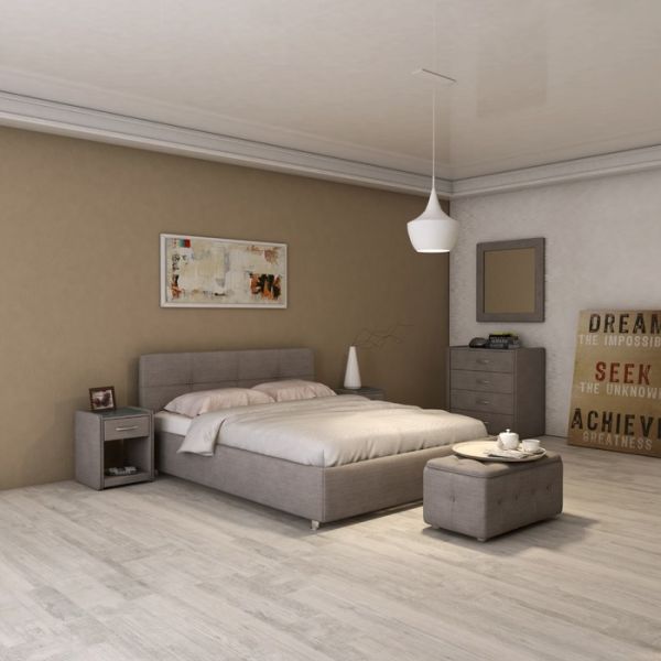 Кровать «Птичье гнездо» без ПМ, 1400х2000, встроенное основание, рогожка, цвет серый