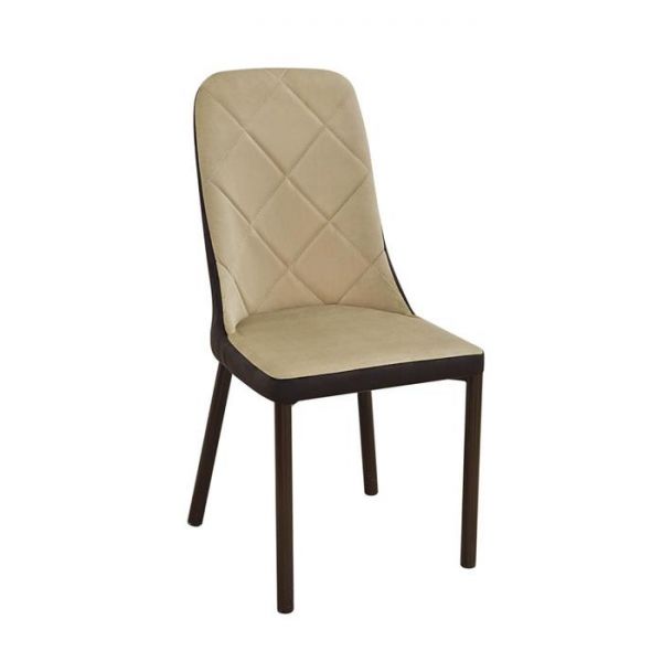 Стул «Орион», каркас металл чёрный, велюр, цвет бежевый / коричневый