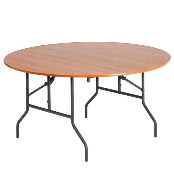 Стол складной Дельта круглый D1800, 1800х1800х750, Орех ноче Экко/Черный