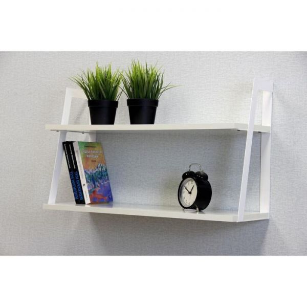 Полка настенная Лофт-2 688х223х400 белый/белый глянец