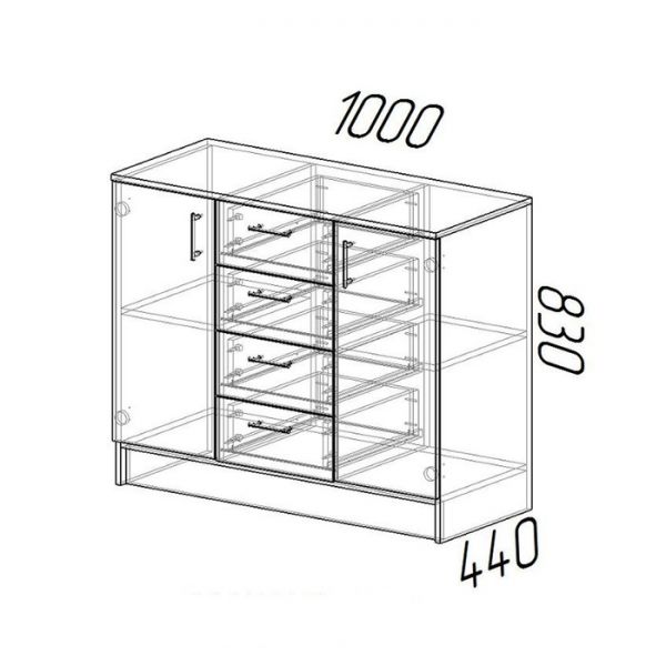 Комод  К1000-2Д Ясень Шимо