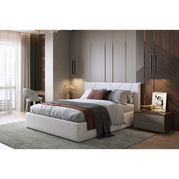 Кровать Квест с ортопедом + ПМ 1600х2000 галька (велюр)