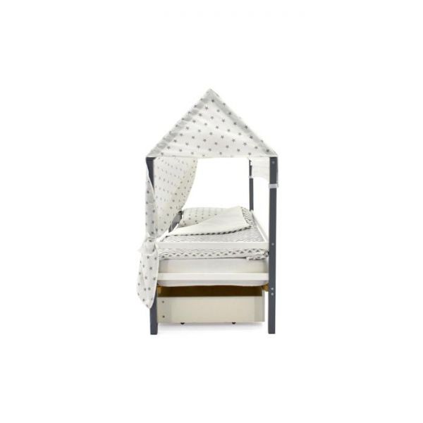 Крыша текстильная Бельмарко для кровати-домика Svogen звезды графит