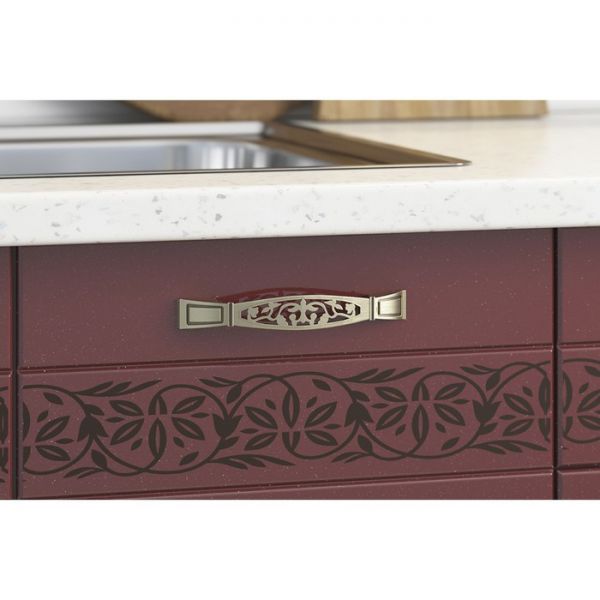 Кухонный гарнитур Мечта 2200х600 белый/белый металлик/гранат металлик