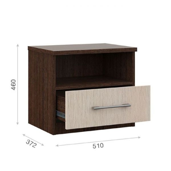 Комплект из двух прикроватных тумб «Аврора», 510 ? 372 ? 460 мм, цвет венге/дуб молочный