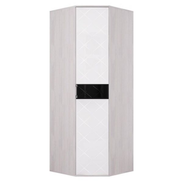 Шкаф угловой Кимберли 801х801х2176 ясень белый/белый глянец