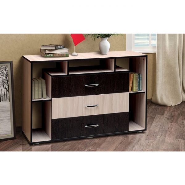 Комод «Венеция 10» с 3-мя ящиками, 1200 ? 400 ? 804 мм, цвет ясень шимо светлый / венге