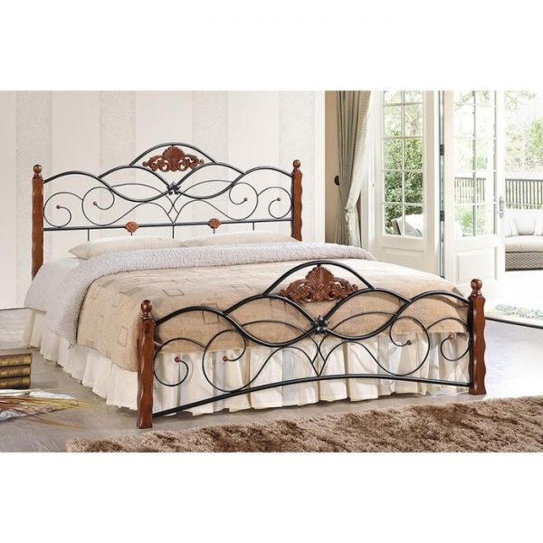 Кровать CANZONA (осн.металл), 120х200 см, красный дуб/черный