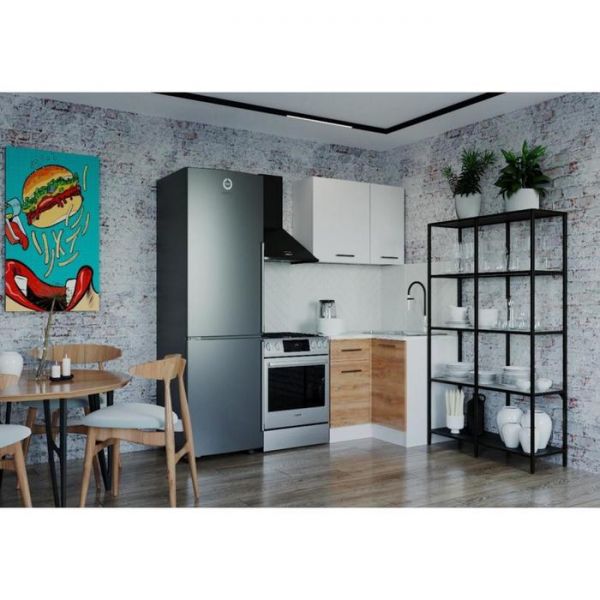 Кухонный гарнитур Лада Угловая 1016х1016 Белый/Мрамор Марквина белый/ Жемчуг,Дуб