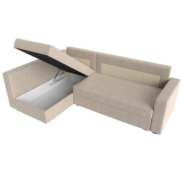 Угловой диван «Мансберг», механизм еврокнижка, угол левый, рогожка, цвет бежевый