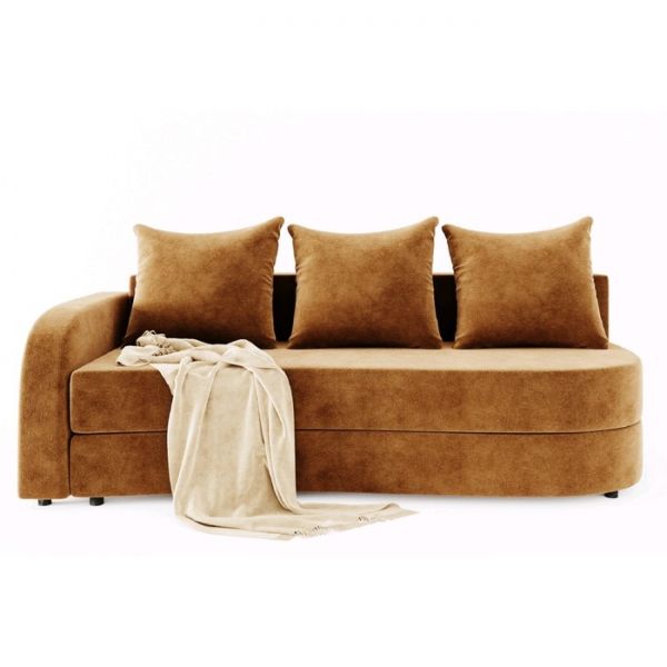 Диван прямой «Гитара», еврокнижка, ППУ, велюр, локоть левый, цвет селфи 10