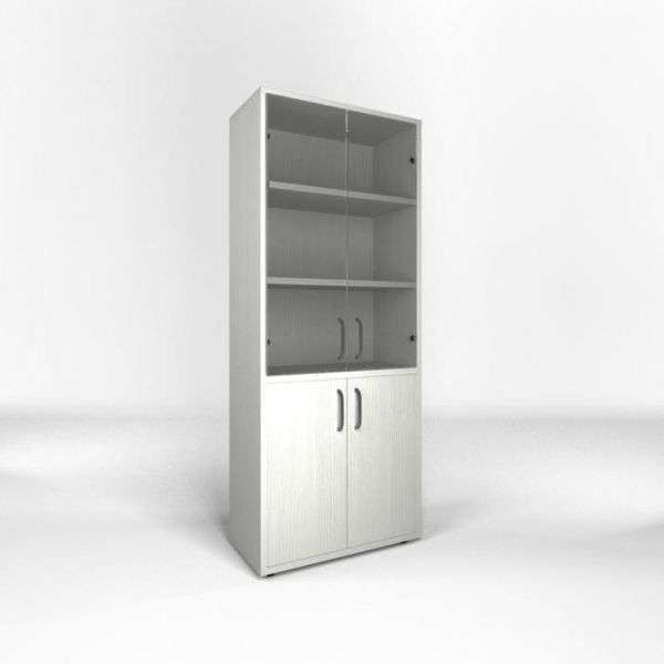 Шкаф для документов 800*400*2000 прозрачное стекло Выбеленное дерево