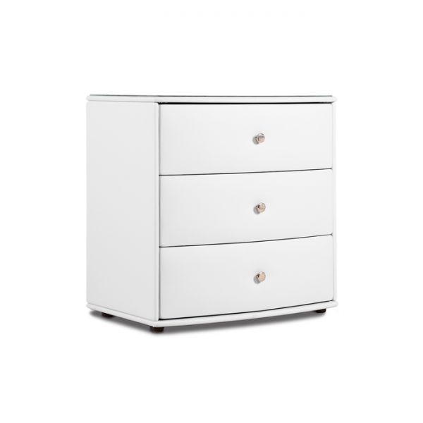 Комод «Люнетта», 3 ящика, 760 ? 505 ? 750 мм, экокожа, стекло, цвет взбитые сливки