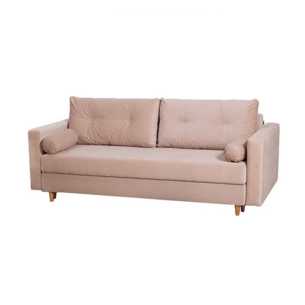 Прямой диван «Киото», механизм еврокнижка, велюр, цвет бежевый
