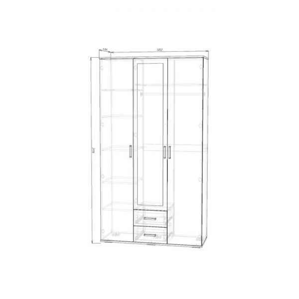 Шкаф 3-х створчатый Сопрано, 1202х2176х464, Дуб сонома/Белый