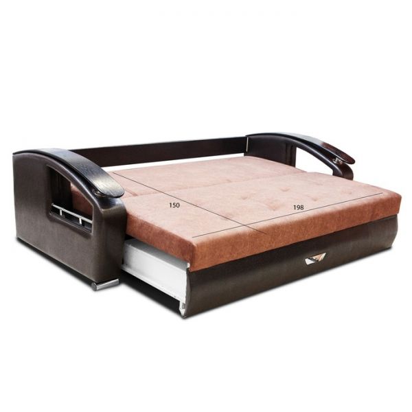 Диван прямой «Дубаи», ППУ, еврокнижка, цвет селфи 10 / скарлет браун / астор 536