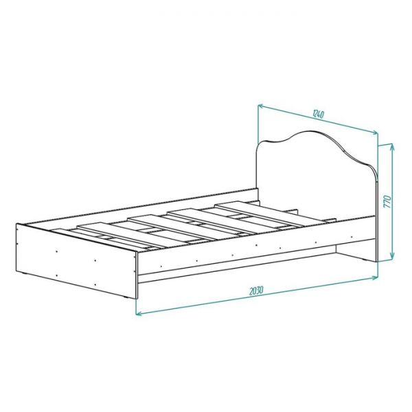 Кровать Кр-2 1200х2000, Дуб Сонома