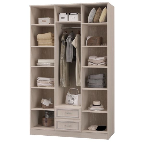 Шкаф 3-х дв. с зеркалом и ящиками ВЕРОНА 1352х577х2243 Дуб атл/рамка МДФ дуб атл патиной