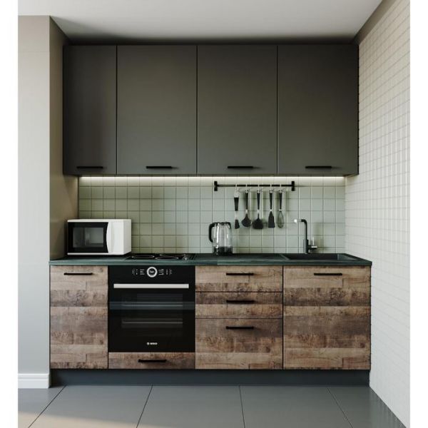 Кухня Гранж 2232х600 Антрацит/Детройт/Гранж, Антрацит