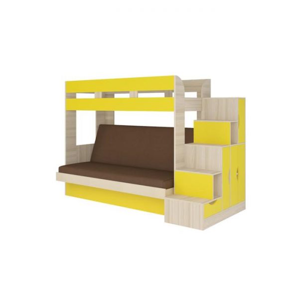 Кровать Карамель-75-1 1900х800 Alma 39/Ясень Шимо светлый/Желтый