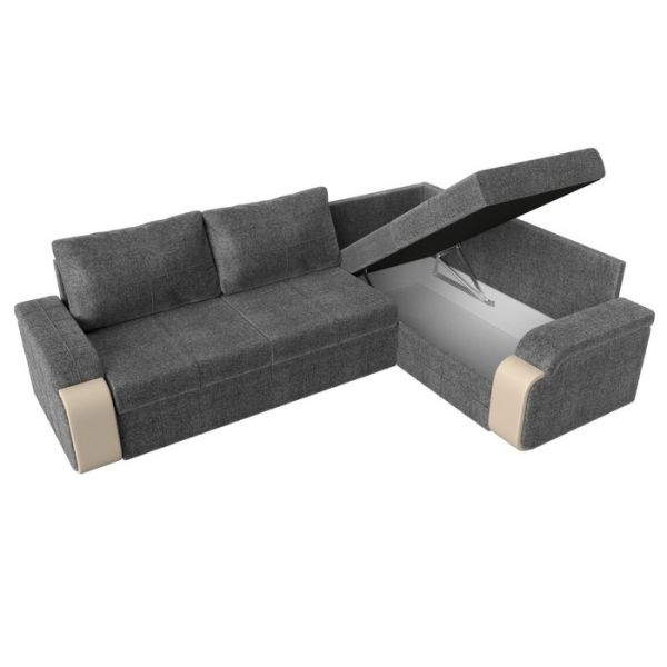 Угловой диван «Николь», механизм дельфин, рогожка, цвет коричневый