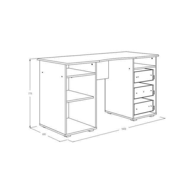 Стол письменный 3 «Омега 16», 1400 ? 700 ? 770 мм, цвет ясень анкор светлый / анкор тёмный