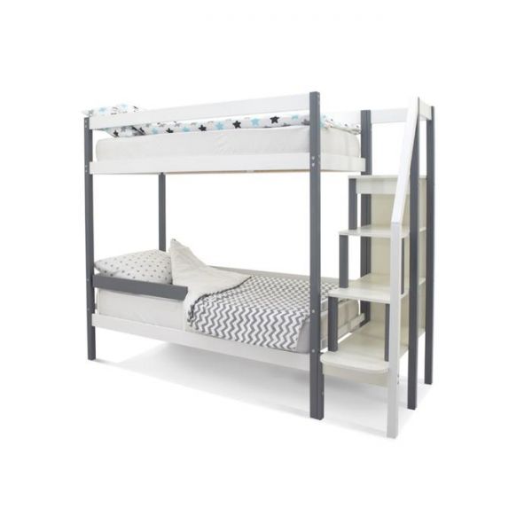 Детская двухъярусная кровать Бельмарко Svogen графит-белый